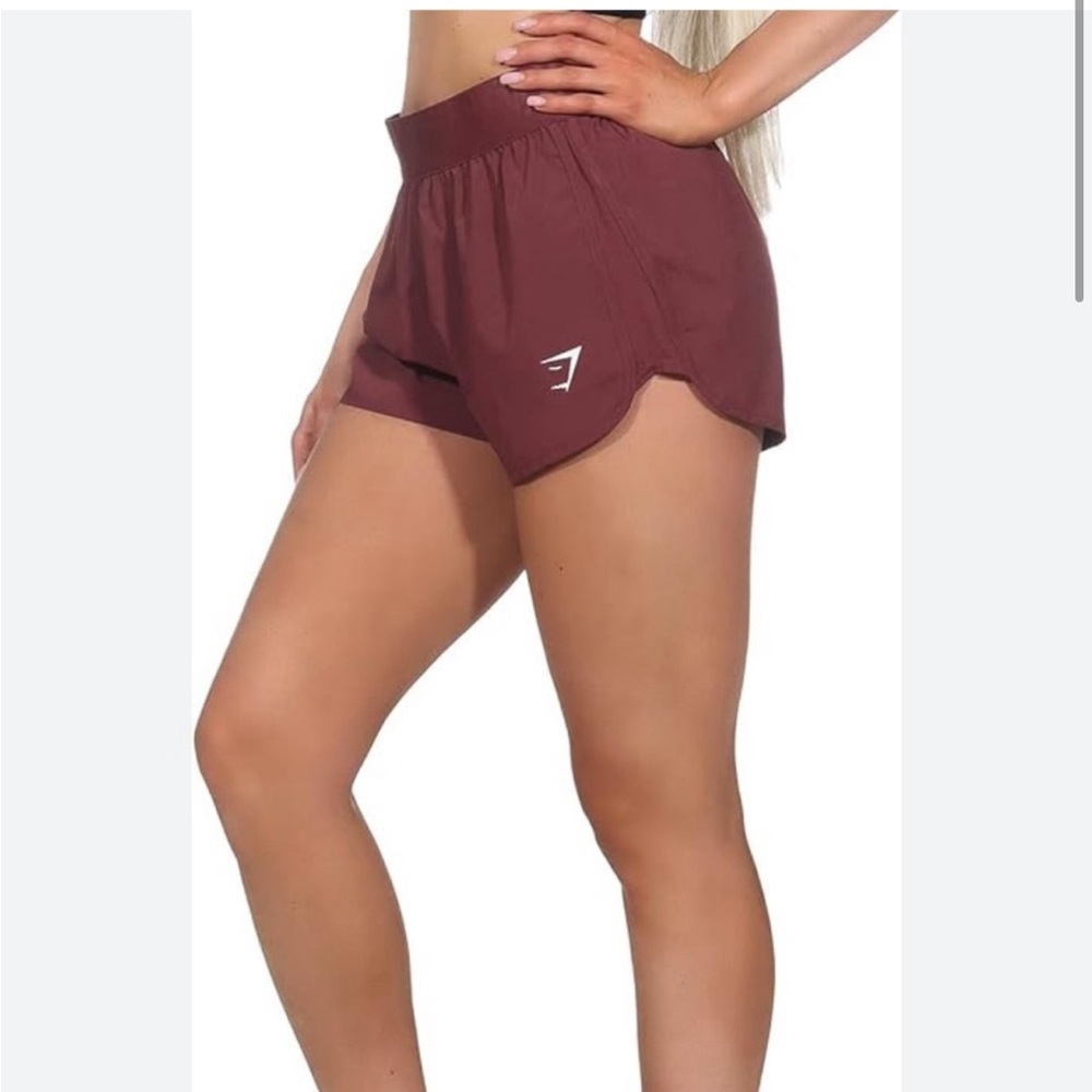 Gymshark Maroon Athletic Shorts Lightweight Elastic Waist